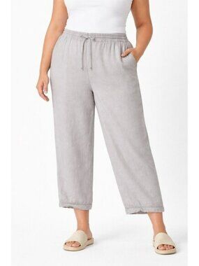 Lane Bryant Linen Blend Wide Leg Pants Size 14/16 Gray Coastal Beachy Casual